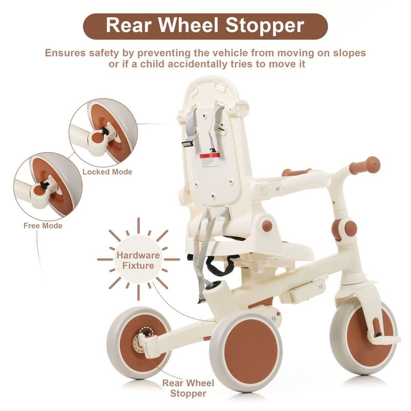 7 In 1 Baby Tricycle, Foldable Toddler Tricycle With Removable And Adjustable Parent Handle,For 12-72 Months