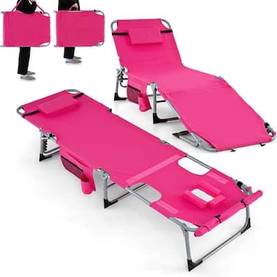 2 PCS Folding Tanning Chair Sunbathing Lounge Chair w/ Face Arm Hole