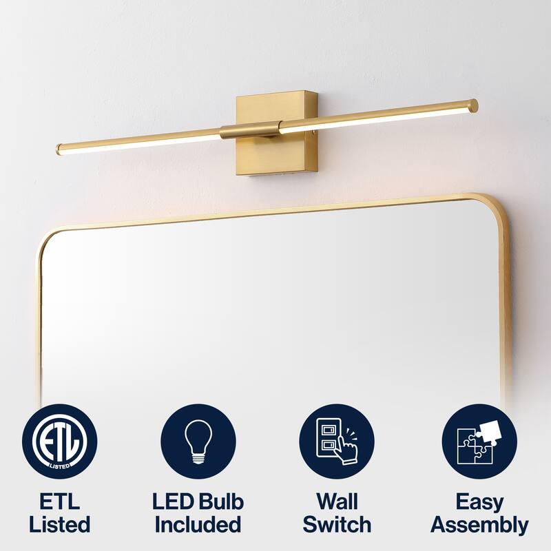 28" Dimmable Integrated LED Metal Wall Sconce, by JONATHAN Y