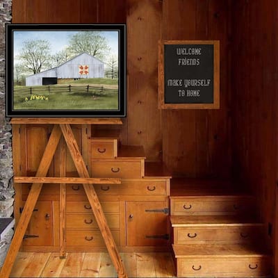 TrendyDecor4U Contemporary "Tulip Quilt Block Barn" Framed Print Wall Art by Billy Jacobs