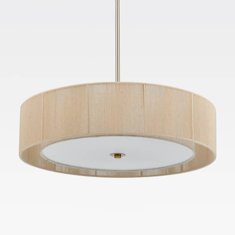 CO-Z 3-Light 20"W Double Drum Fabric Pendant Chandelier