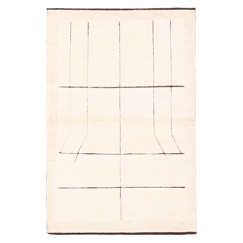 ECARPETGALLERY Hand-knotted Tangier Cream Wool Rug - 5'2 x 8'1