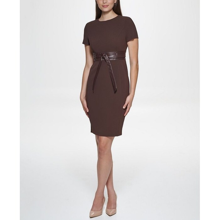 green emerald velvet dress Pilar Vegan Leather Tie-Front Dress Black / Regular / XL