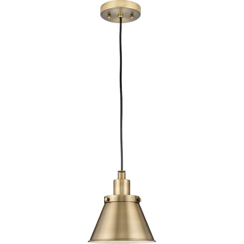Hinton Collection One-Light Vintage Brass Modern Farmhouse Pendant - 8.25 in x 8.25 in x 8.62 in