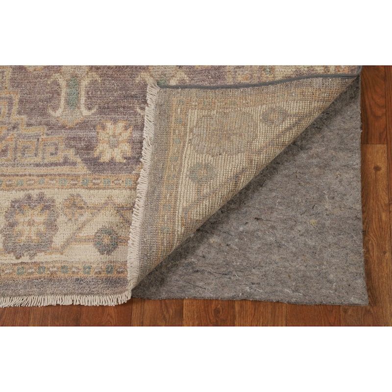 Hand Knotted Oriental 100% Wool Carpet Transitional All-Over Greys & Charcoal Oushak Runner Rug - 13' 1'' X 2' 10''