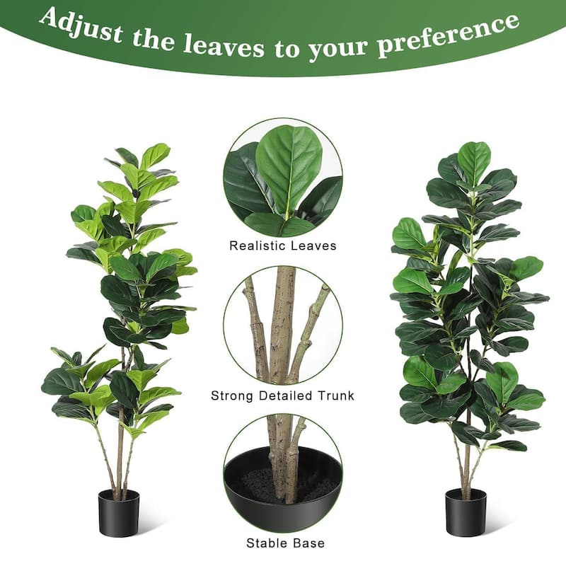Fiddle Leaf Fig Artificial Tree Faux Floor Plant for Home Decor