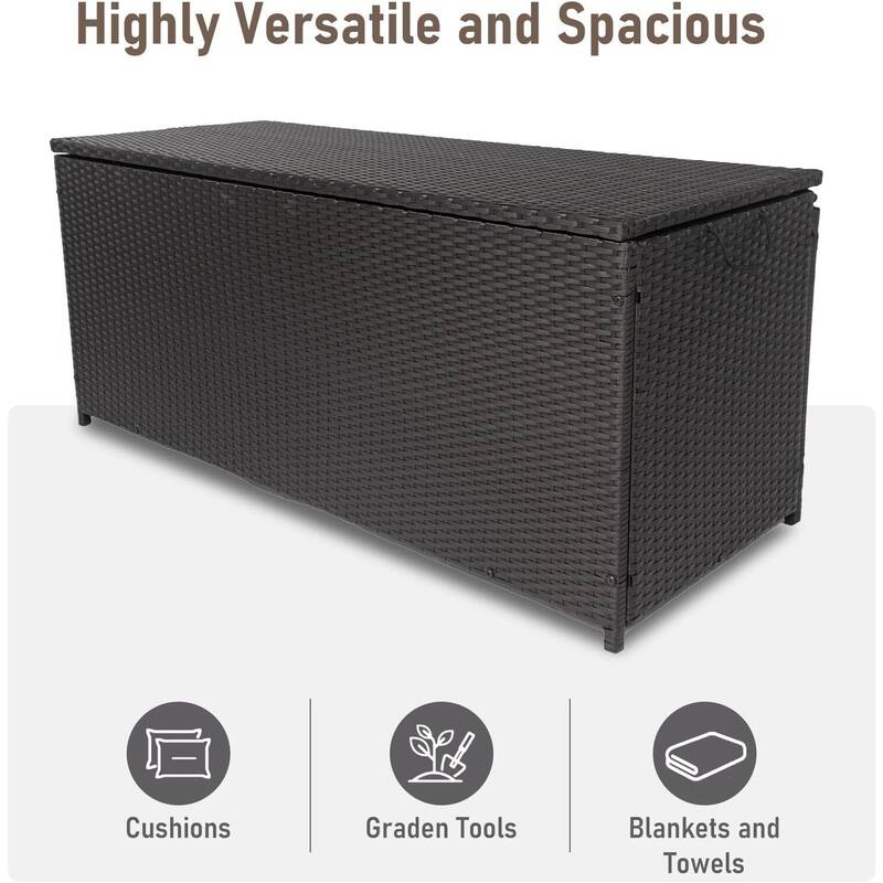 Outdoor Storage Box 113 Gallon Wicker Patio Deck Boxes