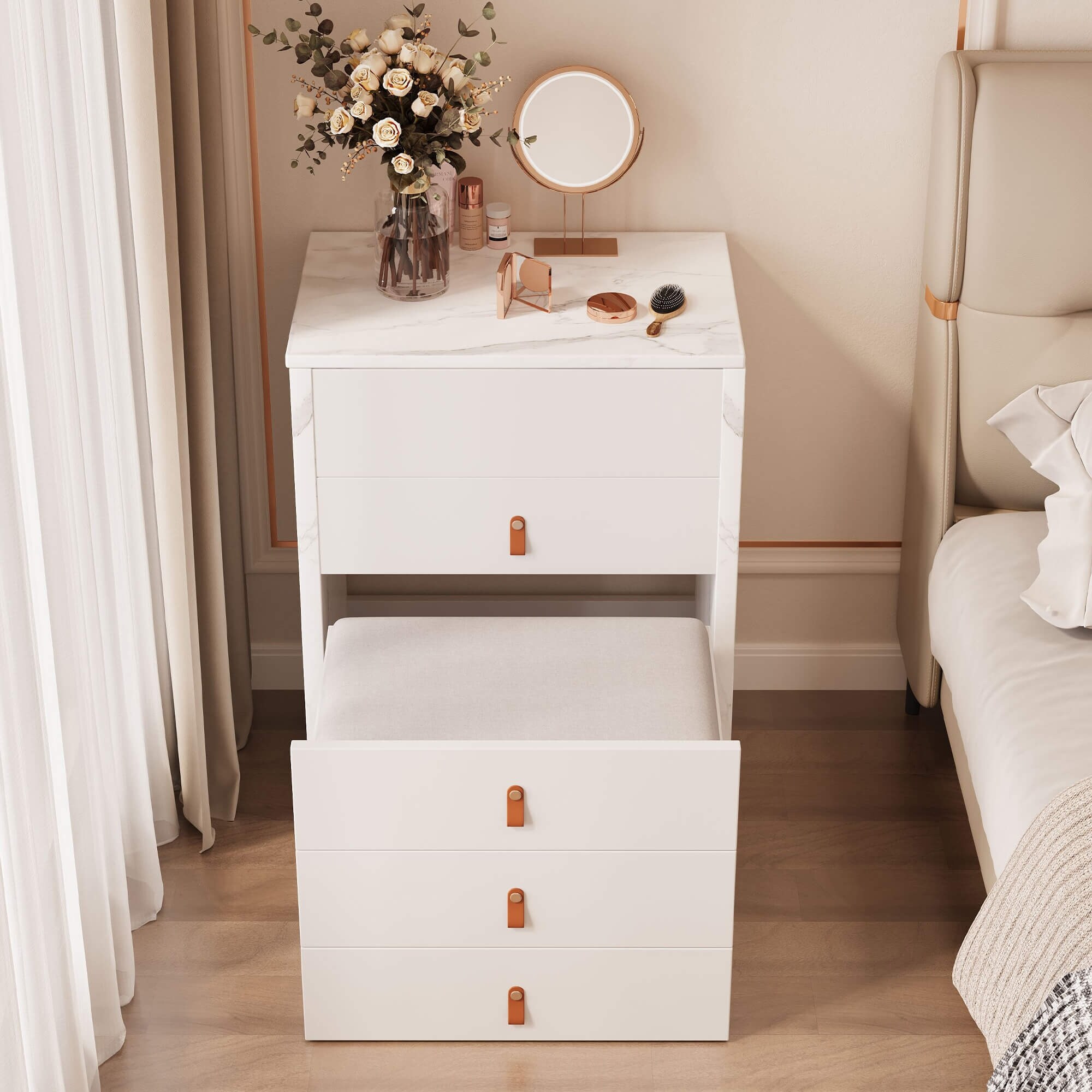 beige dresser and nightstand set Mariah - 5 Piece King Bedroom (Bed, & Mirror, Nightstand, Chest) Each nightstand dimensions 3-piece Bedroom Set, 8 Drawer