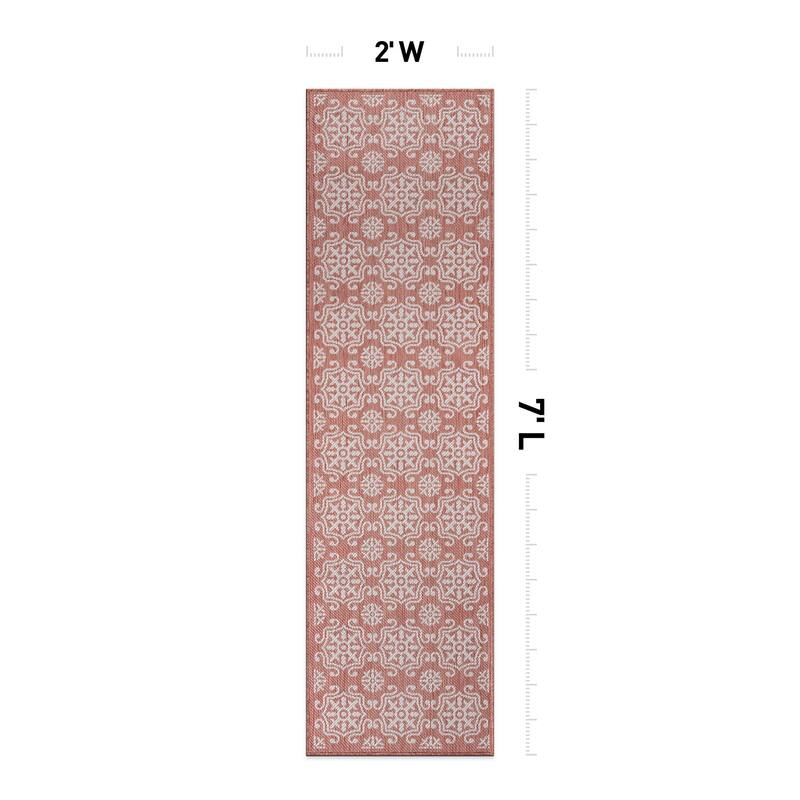 World Rug Gallery Transitional Geometric Textured Flat Weave Indoor/Outdoor Area Rug