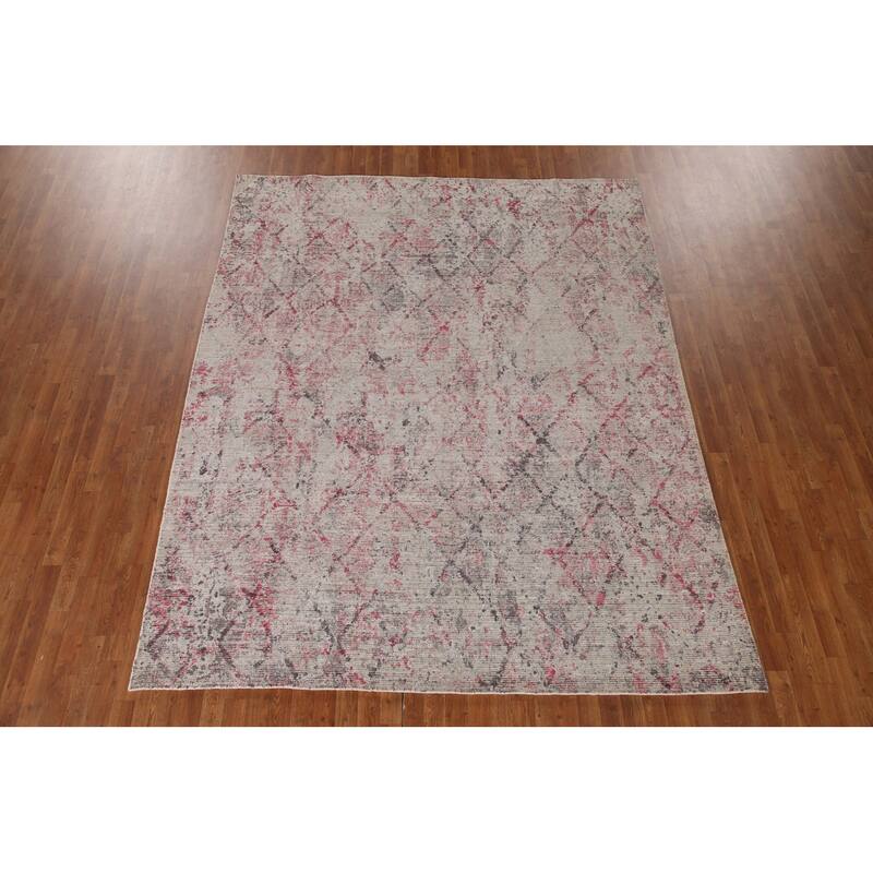 Abstract Rug Handmade Contemporary Wool Carpet - 8'0"x 9'11"