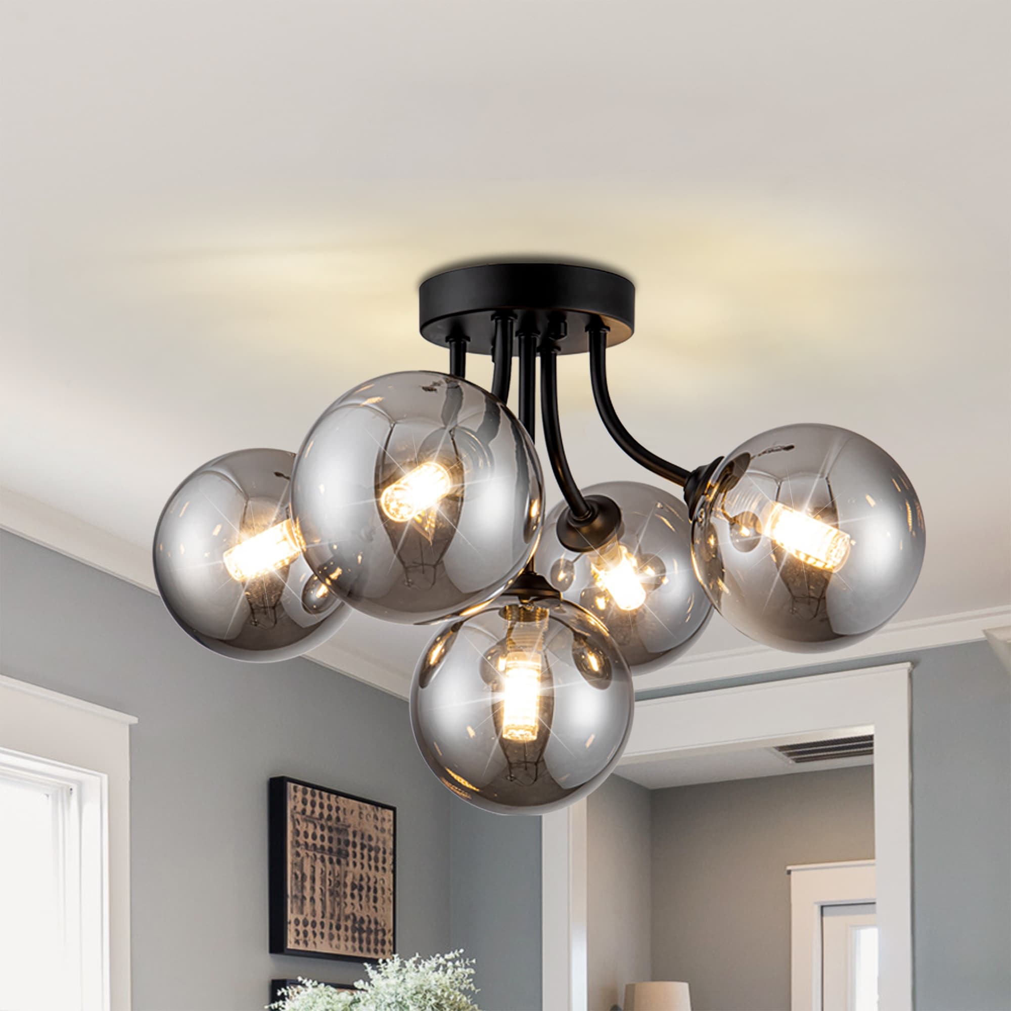 Flush mount globe chandelier cheap