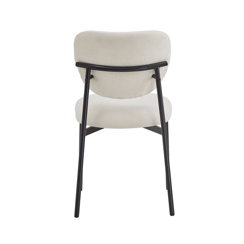 Fabric Upholstered Dining Chairs Set of 2, Ergonomic Armless Side Chair, Kitchen Chairs with Wingback & Metal Legs