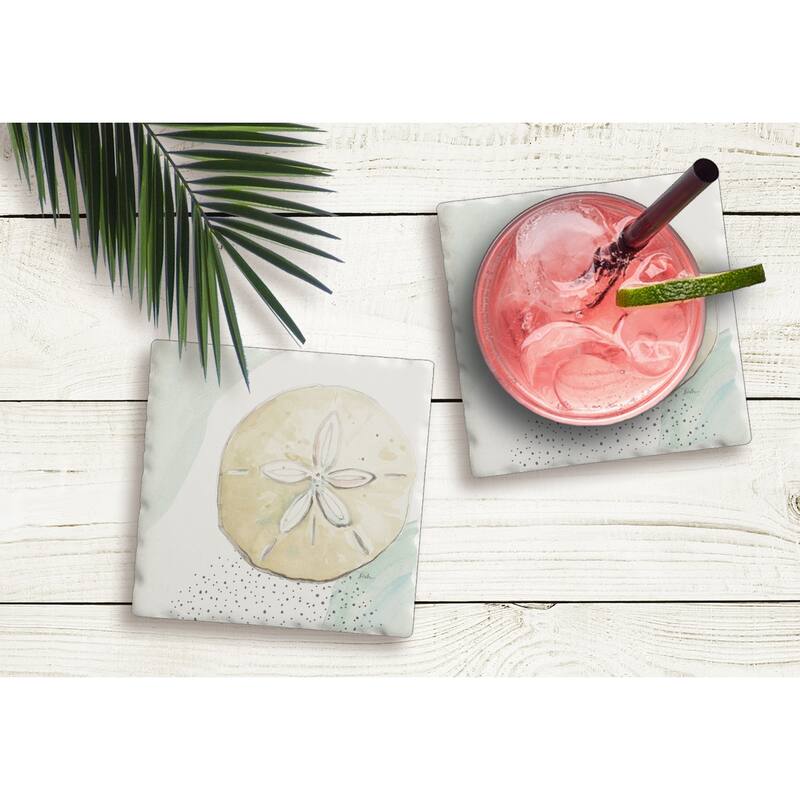 Counterart Absorbent Stone Coasters - Sand Dollar - Set of 4 - 4x4x273