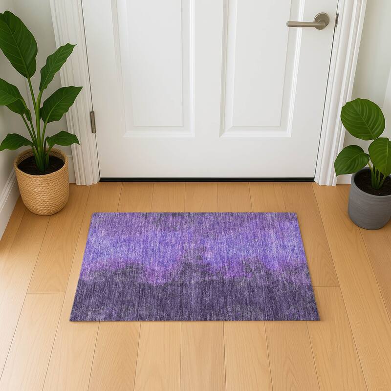 Premium Washable Super Soft Vintage Traditional Mayfield Rug - Eggplant - 1'8" x 2'6"