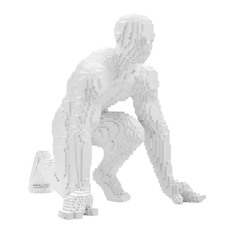 Pixel Running Man Resin Sculpture - N/A