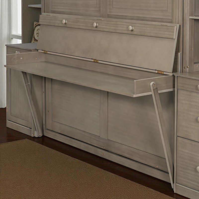 Queen Murphy Bed with Desk, Storage Shelves and Cabinets, Hidden Wall Bed for Home Office Space Saving Furniture