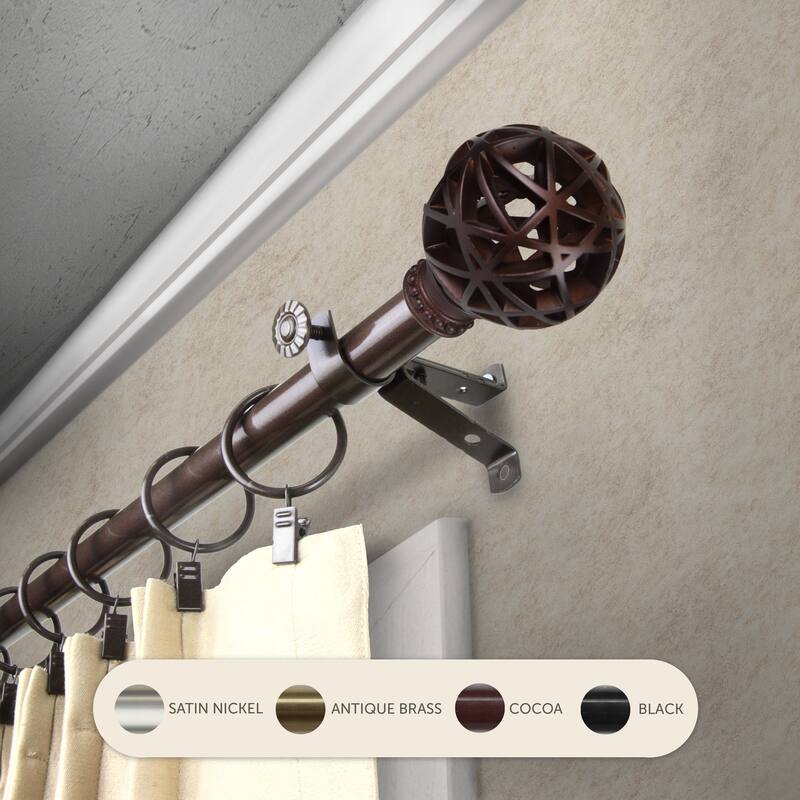 InStyleDesign Emerson Adjustable Curtain Rod 13/16 inch dia. - 28 to 48 inches - Cocoa