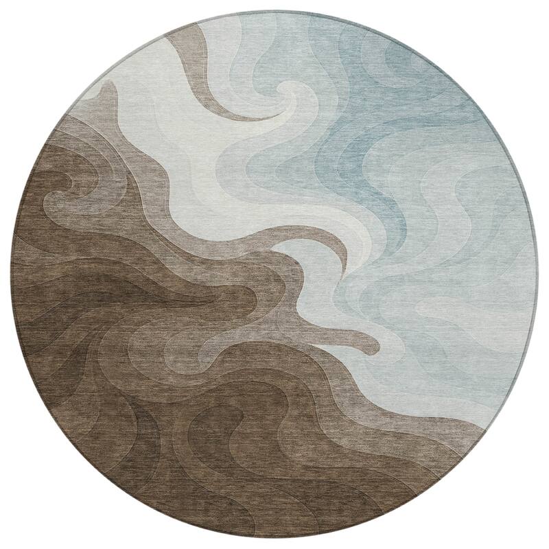 Machine Washable Indoor/ Outdoor Modern Dejuan Chantille Rug