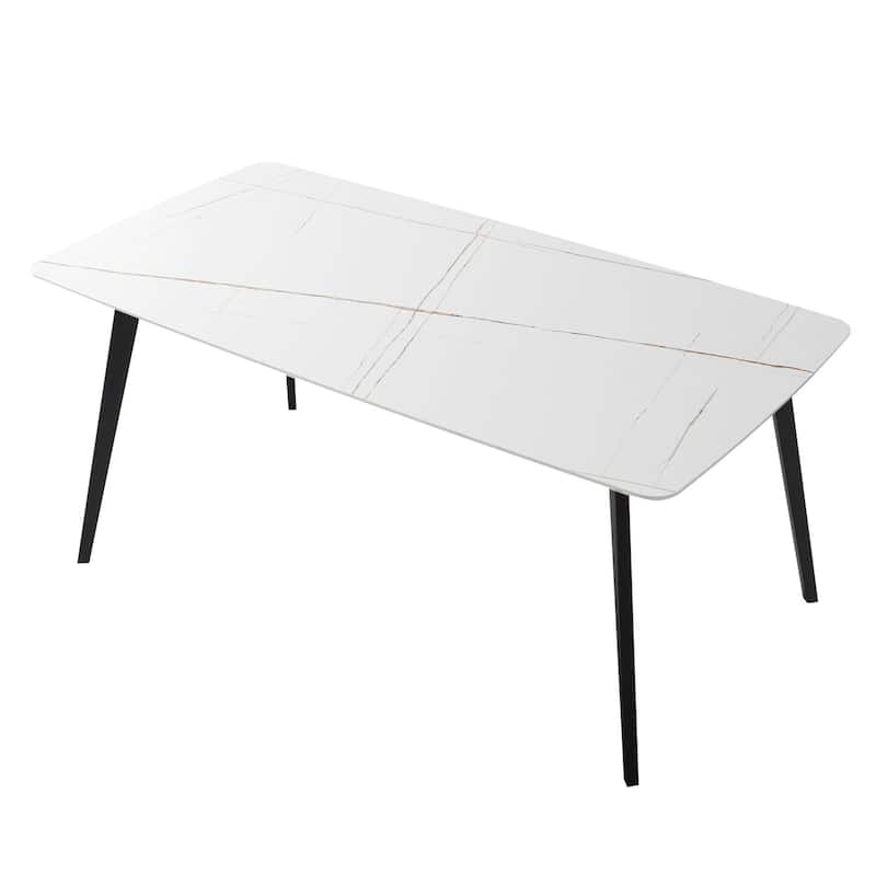 Porcelain Dining Table White 70" - White