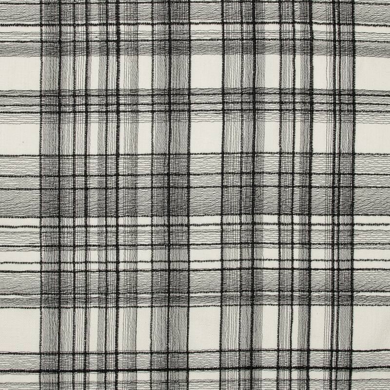 Checkered Embroidered Square Throw Pillow - 20" - White and Black