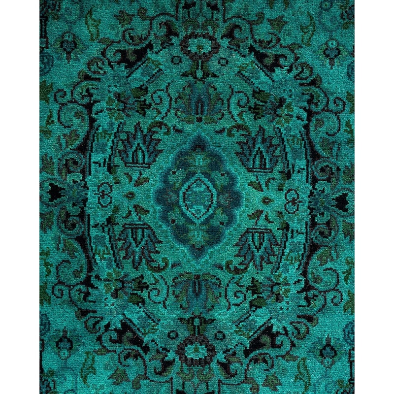 Overton Hand Knotted Wool Vintage Inspired Modern Contemporary Overdyed Blue Area Rug - 3' 2" x 5' 4"