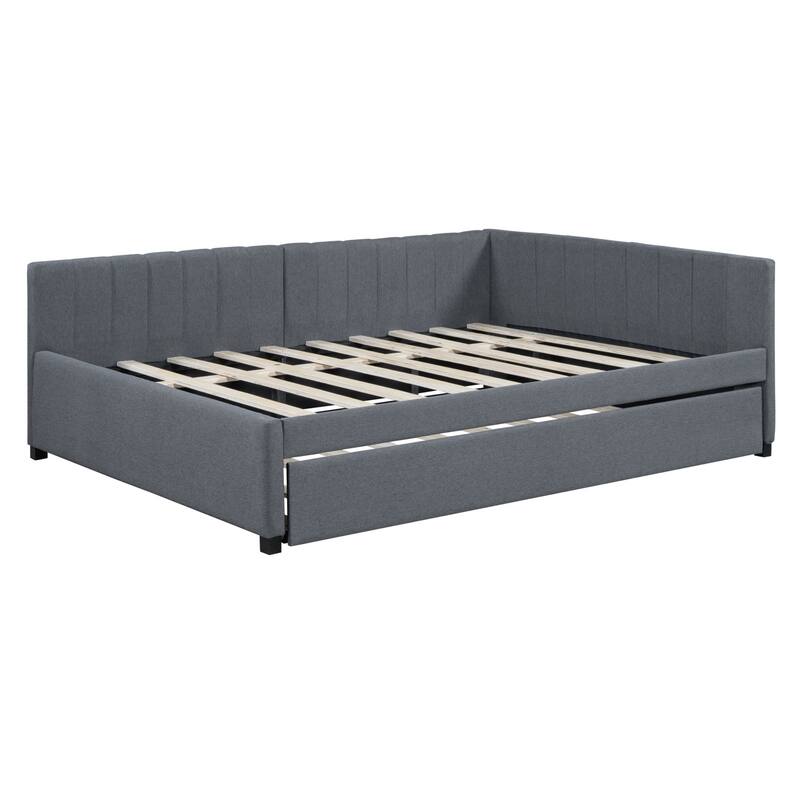 Upholstered sofa bed with trundle
