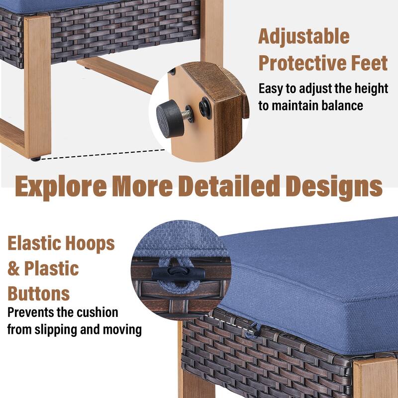 Gymojoy 2 Wicker Ottomans w/Removable Cushions - Brown