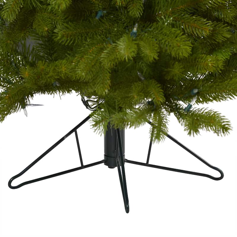 4ft. Spruce Flat Back Artificial Christmas Tree with 100 Warm White Multifunction LED Lights - Space-Saving X-Mas Tree