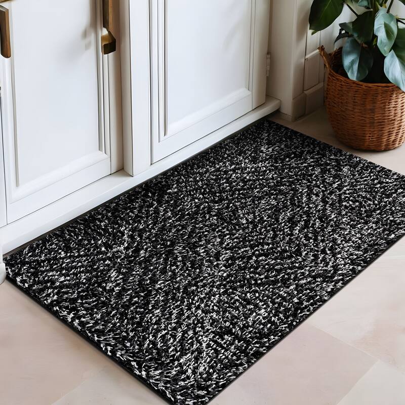 Minimal Stripe Geometric Shag Rug - Anthracite Dark Gray - Medium Pile - Cozy & Modern - Anthracite - 2' x 3'