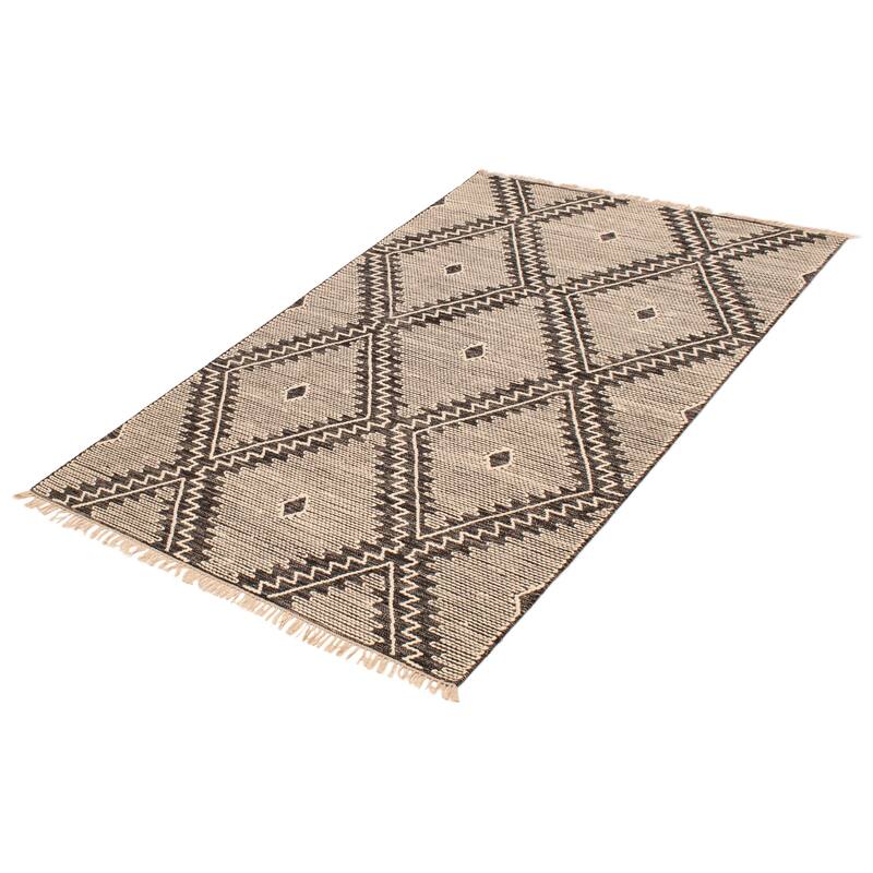 Marrakech Black, White Kilim 5'1" x 8'0" - 5'1 x 8'0