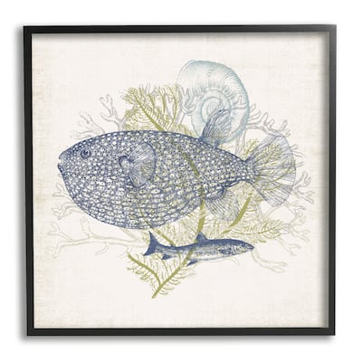 Stupell Aquatic Sea Life Rustic Seashell Layered Fish Framed Wall Art, Design by Victoria Barnes