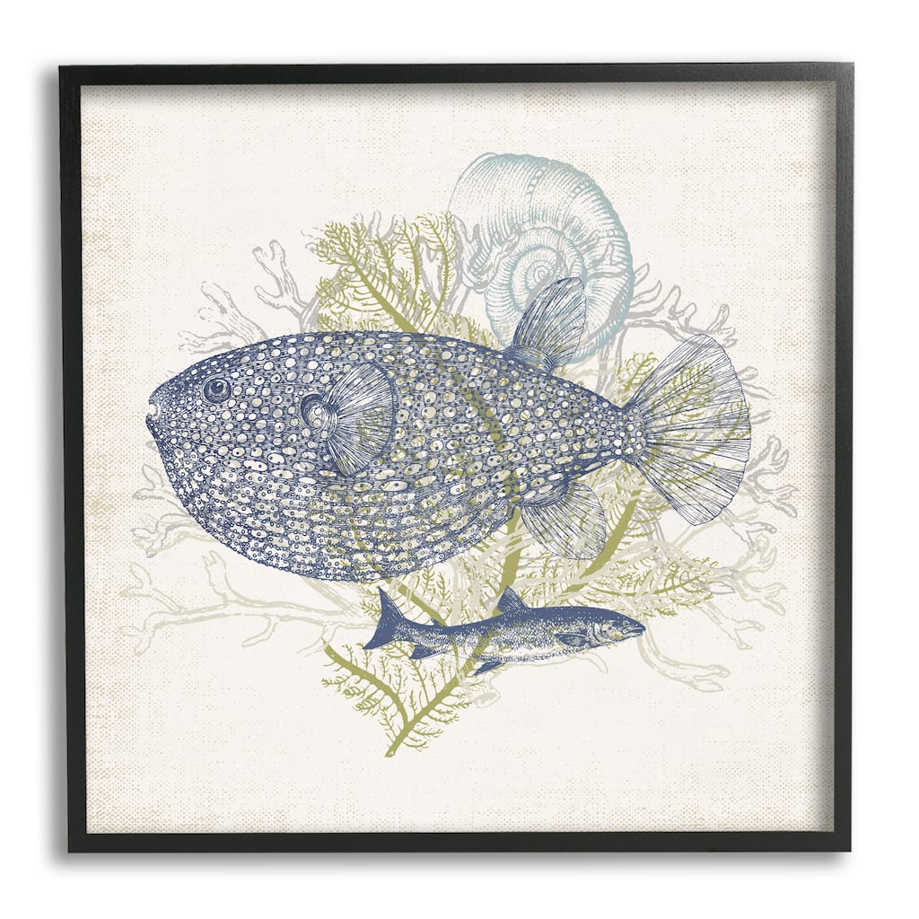 Stupell Aquatic Sea Life Rustic Seashell Layered Fish Framed Wall Art, Design by Victoria Barnes