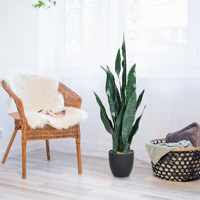 36Inch Tall Artificial Potted Floor Plant Large Faux Sansevieria Plant