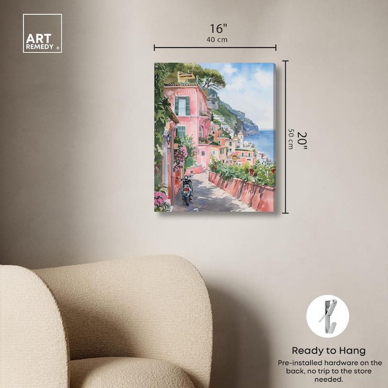 Lush Coastal Villa Canvas by Art Remedy, Gallery Wrapped