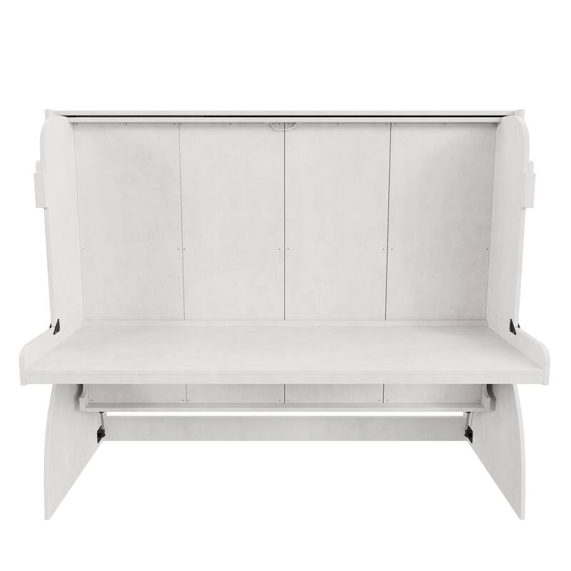 Full Size Murphy Bed With A Desk, Antique White