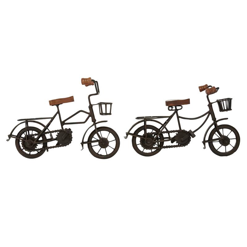 Metal Bike Sculpture with Wood Accents (Set of 2)