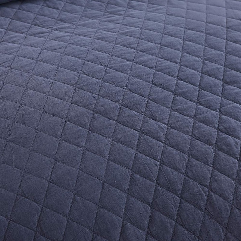 3 Piece Ruffle Quilt Set - Dark Blue - Queen