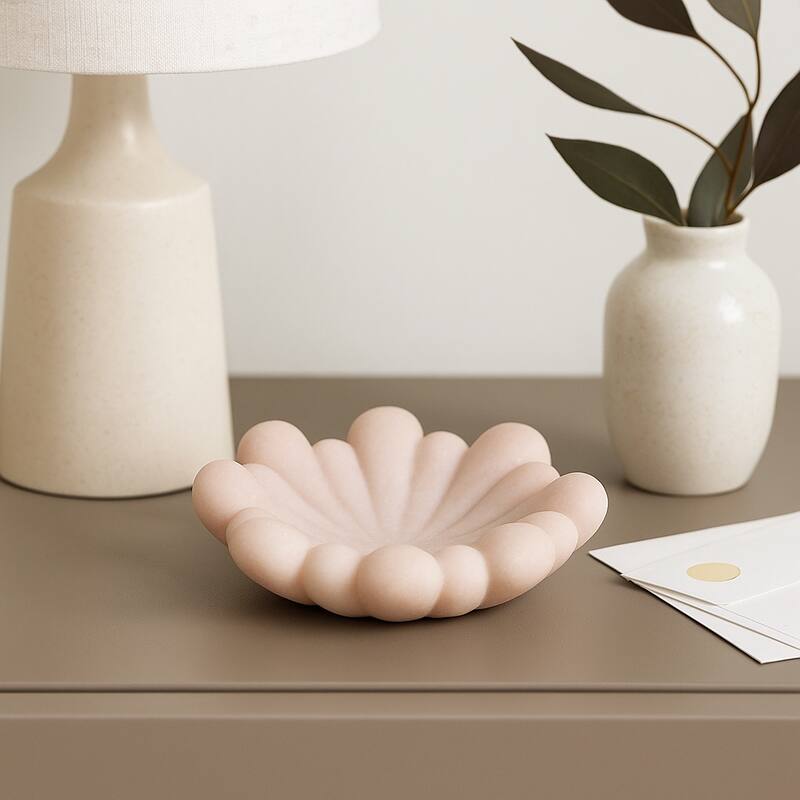 Decorative Flower Shape Quartz Accent Bowl - Home Decor - 17" Pink - 7.0"