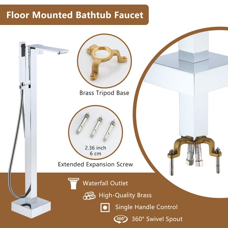 Freestanding Bathtub Faucet With Hand Shower Tub Faucets Floor Mount Tub Filler