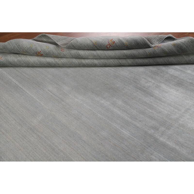Grey Gabbeh Area Rug Handmade Wool Carpet - 8'11"x 11'9"