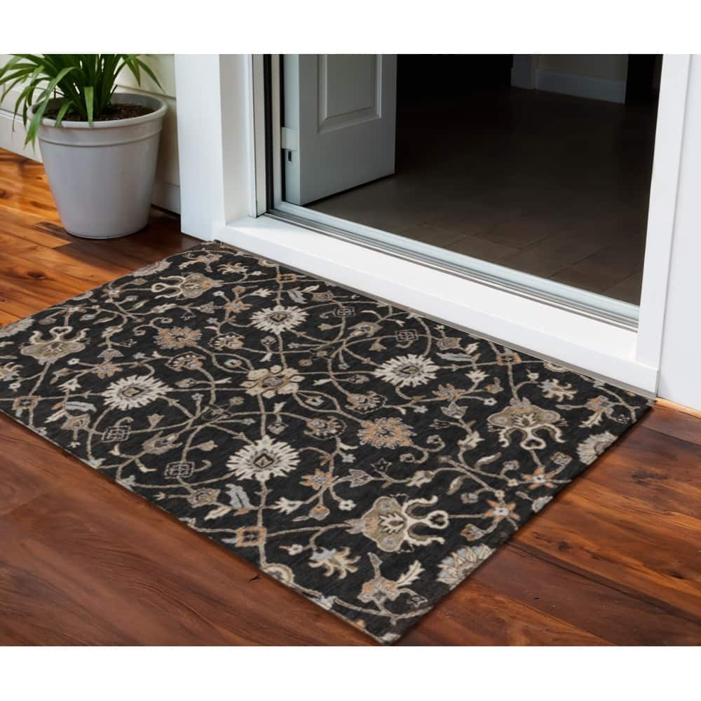 HomeRoots Floral Traditional Rectangle Outdoor Rug