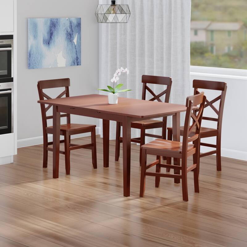 Darren 5-pc Set Dining Table w/X-Back Chairs Walnut Finish