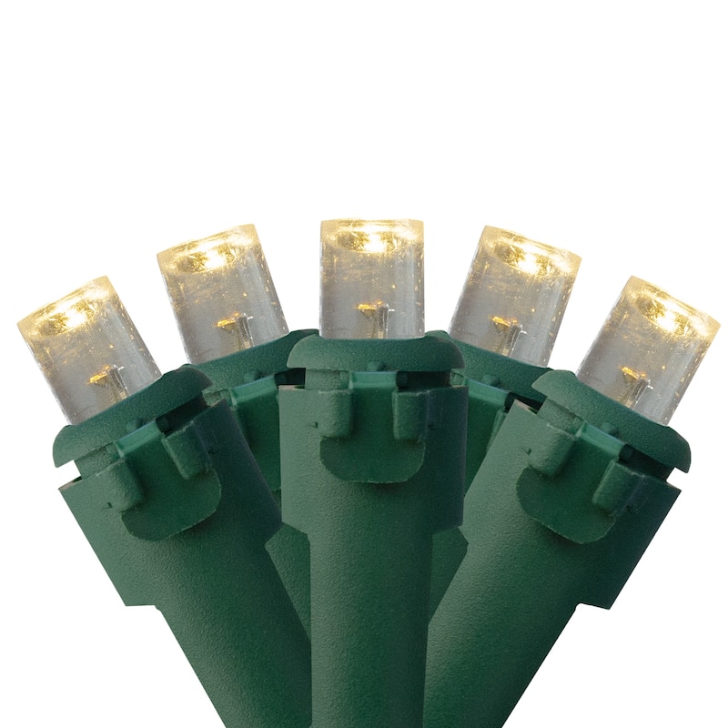 300 Warm White LED Wide Angle Christmas Lights - 74.75 ft Green Wire - 74.75'
