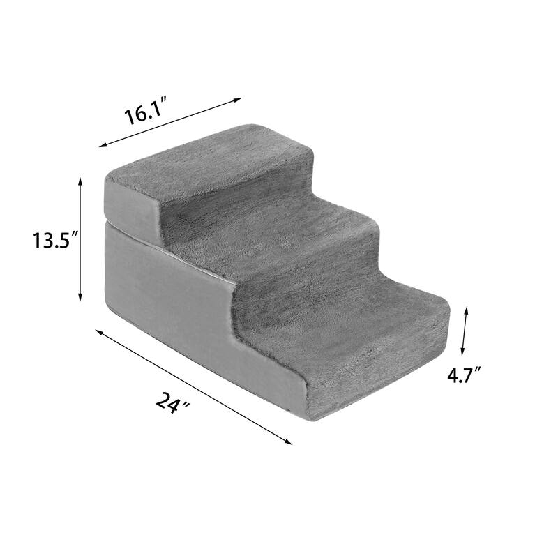 Adeco 3-Tier Dog Stairs Soft Foldable Dog Ramp with Removable Cover