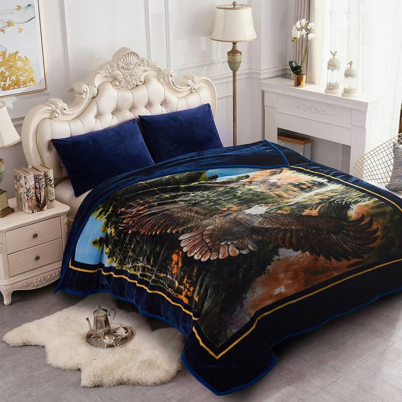 Raschel A&B Printed 2-ply Reversible Korean-style Plush Fleece Blanket