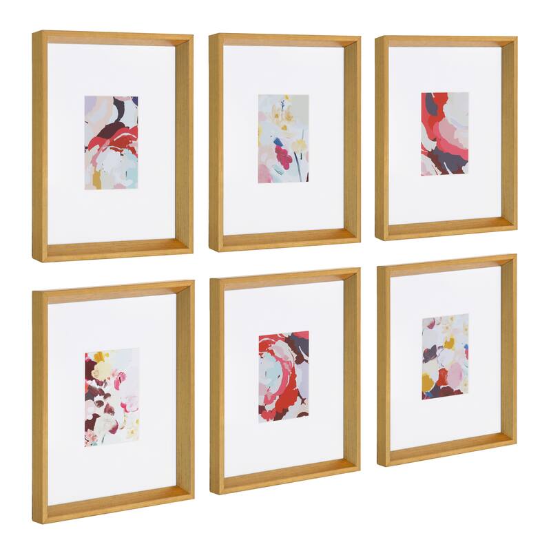 Kate and Laurel Calter 6 Piece Framed Black and White Print Art Set - 6-piece Set - 16 x 13 - Gold/Floral