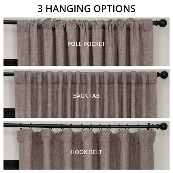 dimension image slide 11 of 18, Exclusive Fabrics Textured Faux Linen Extra Wide Room Darkening Curtains for Bedroom & Living Room Curtains (1 Panel)