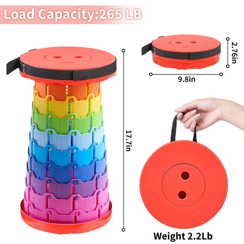 VECELO Portable Telescoping Stool Lightweight Adjustable Height Folding Stool for Camping Fishing Indoor Outdoor Plastic Seat