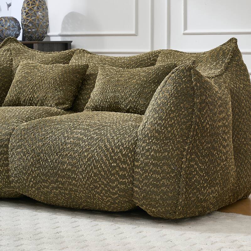 Modern Chenille 2-Seater Bean Bag Chair Recliner Sofa with Armrests for Living Room Lounge Bedroom