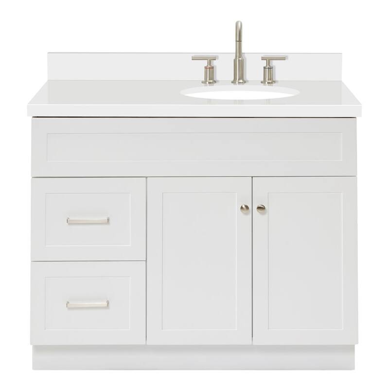 Ariel F043SRWQOVO Hamlet 42" Free Standing Single Basin Vanity Set - White / Pure White Top - Painted
